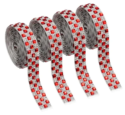 Strassband 4 Stück 1,2 cm x 4 m rot selbstklebend