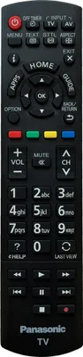 A black TV remote control with various buttons.