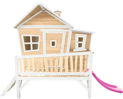 Produktbild von AXI Spielhaus Emma mit lila Rutsche | Stelzenhaus in Braun & Weiß aus Holz für Kinder | Spielturm für den Garten