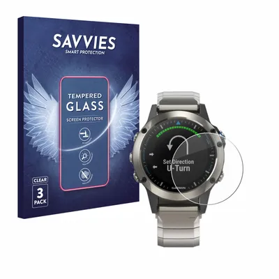 Produktbild von 3x Savvies Schutzglas für Garmin quatix 5 Displayschutz 9H Glas klar transparent