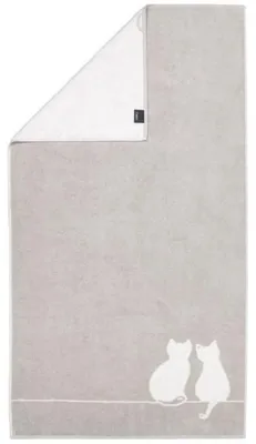Produktbild von Cawö Duschtuch Cute Cats Katze You & Me Platin Weiß (80x150cm)