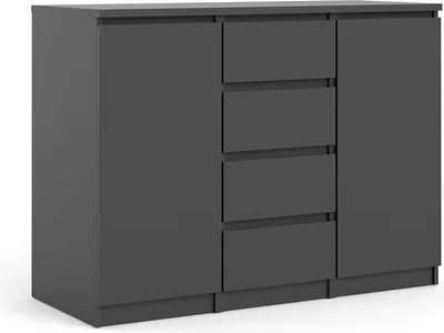 Image de Nada Sideboard 2 portes et 4 tiroirs, noir mat.