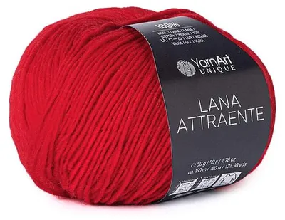 Produktbild von YarnArt Unique Lana Attraente 6625 Feuerrot – 100% Wolle, 50g/160m