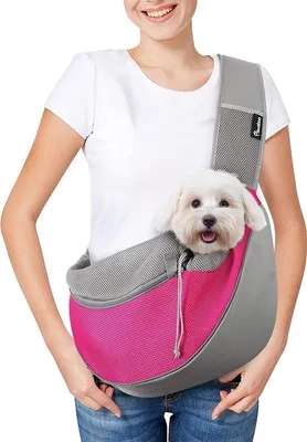 Produktbild von Famanu Hundetragetasche, Handfreier Hundepapoose mit verstellbarem Tragegurt, atmungsaktive Mesh-Tasche für Welpen und Katzen, Crossbody-Hundetasche