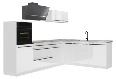 Obrázok produktu pre Rohová kuchyňa Vicco R-Line Biely vysoký lesk/biely 287 x cm bez pracovnej dosky, Model 66776
