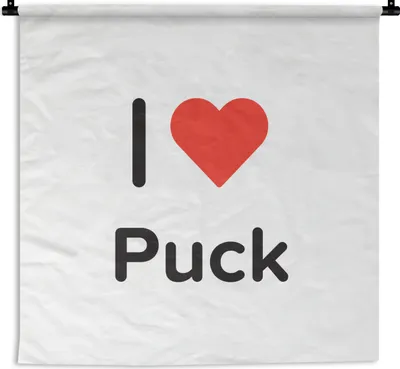 Produktbild von MuchoWow® Wandteppich Wandbehang Ich liebe - Puck - Mädchen 150x150 cm Tapisserie Dekoration Wandtuch - Wohnaccessoires - Modernes