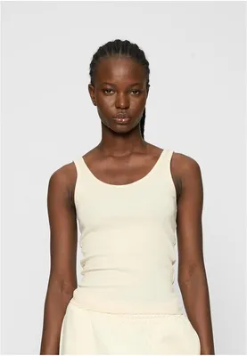Immagine prodotto di Canottiera da donna Urban Classics, modello Basic Rib, in cotone organico, confezione da 2, colore bianco sabbia e nero - taglia S