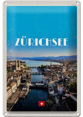 Produktbild von Blechschild Reise 20x30cm Zürich Ausblick auf die Stadt Urlaub