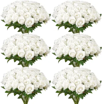 Image de Roses artificielles blanches 120 pcs - Fleurs artificielles, fausses roses - Fleurs décoratives d'intérieur