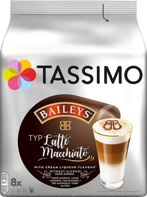 Zdjęcie produktu dla TASSIMO Baileys Latte Macchiato, Podstawka pod kawę, Latte macchiato, T DISC, 8 kub., Baileys