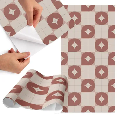 Produktbild von Möbelfolie 65x130 cm - Klebefolie Möbel - Selbstklebende Folie - Folie für Möbel - Möbelfolie Küche - Klebefolie Küche - Möbelfolie Schrank - Wasserdicht - Abwaschbar - Selbstklebend - Luftblasenfrei - Rückstandslos entfernbar - Vintage-Muster