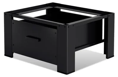 Produktbild von Aopunly Waschmaschinen-Untergestell mit Schublade 62.5x54.5x32.5cm Schwarz Stahl Waschmaschinen-Sockel Trockner Sockel Podest