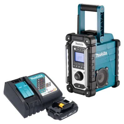 Image de Makita DMR 116 RY1 Radio de chantier sans fil 14,4 - 18 V AM FM AUX + 1x batterie 1,5 Ah + chargeur
