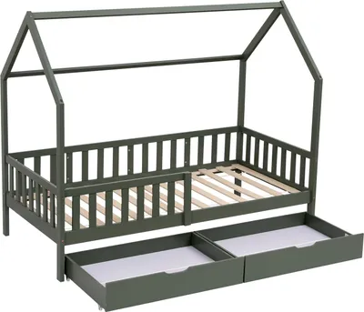 Produktbild von Hüttenbett für Kinder 190x90cm grün mit Schubladen MARCEAU
