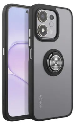 Image de Avizar, coque pour Honor 600 Smart avec support à anneau et fixation magnétique, noire / transparente