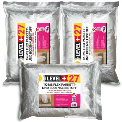 Produktbild von Parkettkleber 21kg Holzboden Kork Klebstoff Silan-Kleber Bodenkleber 1K-MS Flex Level+27