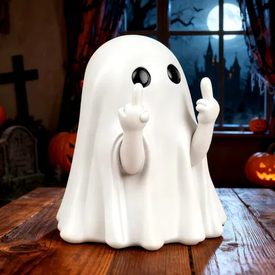 Productafbeelding van Halloween-spookfiguurtje, grappige Halloween-spookornament, schattig spookfiguurtje van hars, spookbeeldje