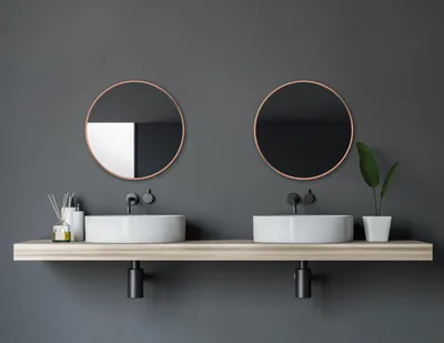 Immagine prodotto di Specchio da bagno Talos Noble Ø 60 cm - specchio da parete rotondo con cornice in alluminio color rame di alta qualità