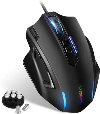 Produktbild von MMO Gaming Maus kabelgebundene optische Maus 12400 DPI 11 programmierbare Tasten mit 5 Seitentasten Schnellfeuertaste ergonomische Form RGB Beleuchtung