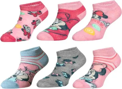 Produktbild von Disney Minnie Maus 6-er Pack Kinder Mädchen kurze Socken – Bunt / 27/30