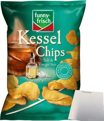 Produktbild von Funny-Frisch Salt & Vinegar Kesselchips (120g Packung) + usy Block