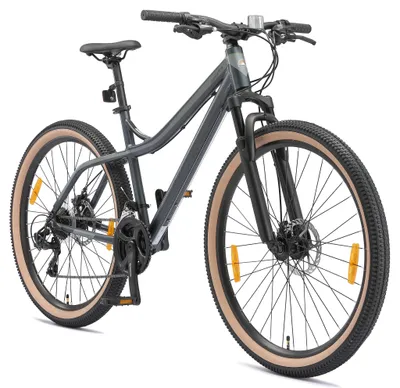 Produktbild von BIKESTAR Hardtail Aluminium Mountainbike 27.5 Zoll, 21 Gang Shimano Schaltung mit Scheibenbremse | 17 Zoll Rahmen MTB Erwachsenen- und Jugendfahrrad | Schwarz & Grün