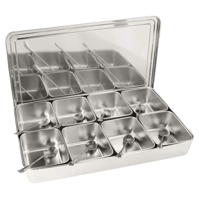 Produktbild von 8 Gitter Aluminiumlegierung Gewürzkasten Gewürzvorratsbehälter Gewürzglas Küchenutensilien