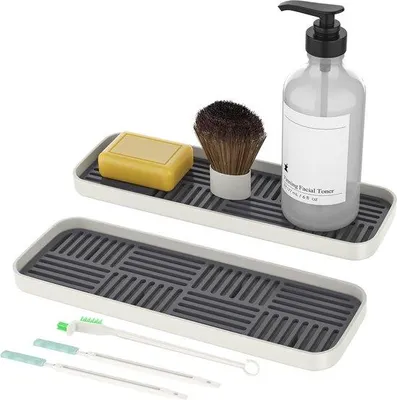 Zdjęcie produktu dla Organizer do kuchni i łazienki, mały, z 3 szczotkami do czyszczenia, ciemnoszary, 30 x 10 x 3 cm, 2 sztuki
