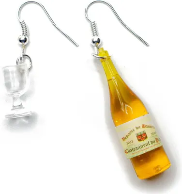 Produktbild von Weinglas Weinflasche Ohrringe Miniblings Ohrhänger Glas Flasche gelb