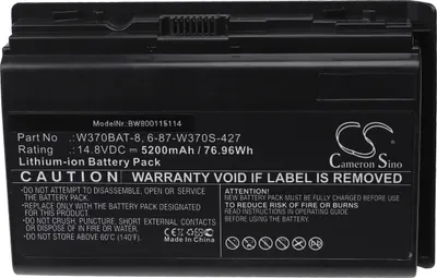 Produktbild von vhbw Akku Ersatz für 6-87-W370S-427, W370BAT-8 für Notebook (5200 mAh, 14,8 V, Li-Ion)