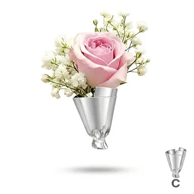 Image de Broche fleur minimaliste avec épingle, broche en alliage pour fleurs fraîches - VASIFINA Argent