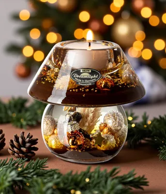 Teelichthalter Glas Weihnachtsdeko Gold Ø 10 cm Höhe 9,5 cm