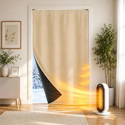 Thermisches Türvorhang Kältezugschutz 80x204 cm Beige