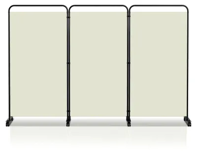 Produktbild von Klappbarer Paravent Raumteiler auf Rollen, freistehende Trennwand, Umkleide Sichtschutz, 3-teilig 263 x 180 cm - Beige