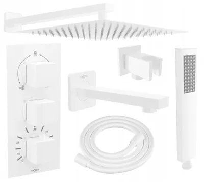 Produktbild von Mexen Cube DR02 Unterputz-Badewannen-/Brausegarnitur mit Regenbrause 25 cm, Weiß - 77503DR0225-20