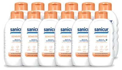 Produktbild von 12 x Sanicur Bad- und Duschgel Sensitive - 300 ml - Vorteilspackung - 12 Stücke