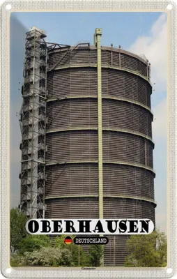 Image de vianmo Plaque en tôle 18x12 cm Oberhausen Gasometer Gebäude