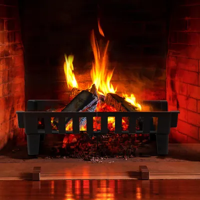 Image de Grille de foyer ISOISL avec 5 points de support et des rebords sur les côtés pour empêcher le bois de rouler