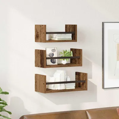 Produktbild von Maison Exclusive - Wandregal-Set mit Regal 3 pcs Altholz 40x16x14cm Holzwerkstoff