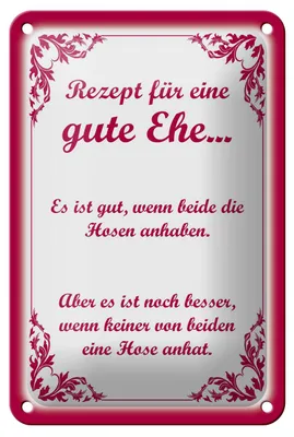 Produktbild von Blechschild Spruch 12x18cm Rezept für eine gute Ehe
