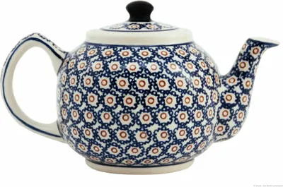Produktbild von Bunzlauer Keramik 1L Teekanne – Vielseitig einsetzbar - Kaffeekanne, Zeitlos, kompakt-bauchige Form, Dekor 4