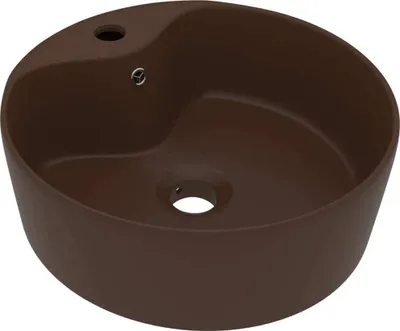 Produktbild von vidaXL Luxus-Waschbecken mit Überlauf Matt Dunkelbraun 36x13cm Keramik