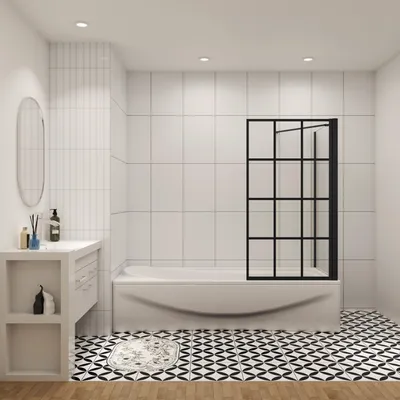 Produktbild von AICA Badewannenaufsatz 80cmx140cm Schwarz mit 70cm Seitenwand Faltwand 6mm ESG-glas Badewanne Duschabtrennung Badewannenfaltwand Duschwand