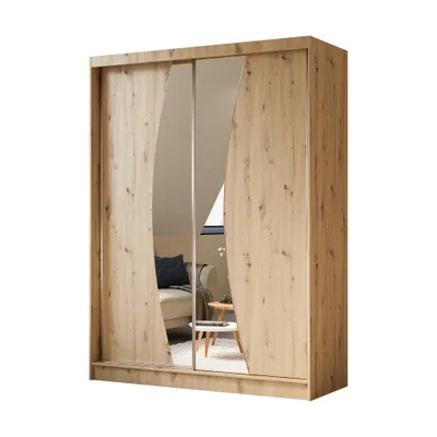Image de BEAUTYSOFA armoire moderne avec portes coulissantes VOX 160 cm - Armoire avec miroir et portes coulissantes (chêne Artisan)