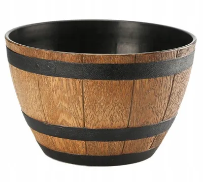 Zdjęcie produktu dla Doniczka z imitacji drewna jasnobrązowa okrągła 33 cm Barrel