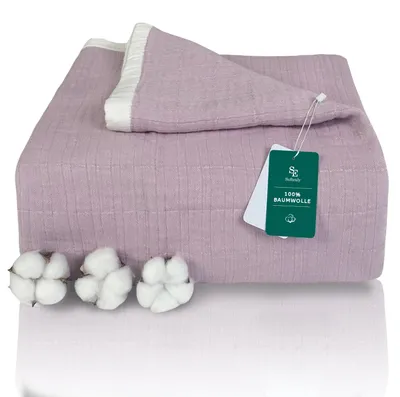 Baumwoll-Knuffeldecke 4-lagig, lila, 230x260 cm