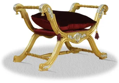 Produktbild von Casa Padrino Barock Sitzhocker Gold Rot Silber - Luxus Kreuzhocker