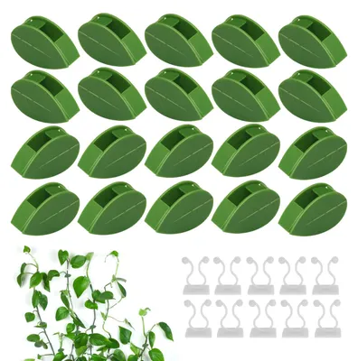 Image de Lot de 60 clips pour plantes grimpantes, de couleur verte et blanche