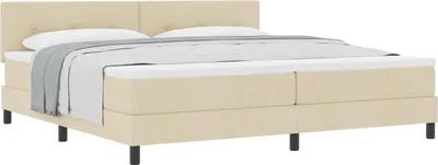 Produktbild von vidaXL Boxspringbett mit Kopfteil Creme 200 x 200 cm Stoff