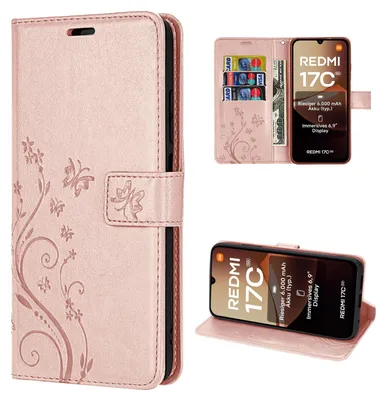 Produktbild von Hülle für Xiaomi Redmi 17C Handyhülle mit [Standfunktion][Kartenfächern] Rosegold
